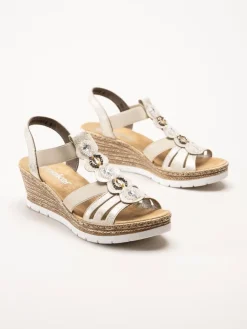 Rieker - Beige sandalett med kilklack