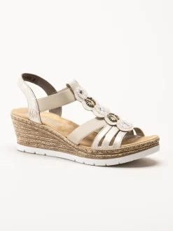 Rieker - Beige sandalett med kilklack