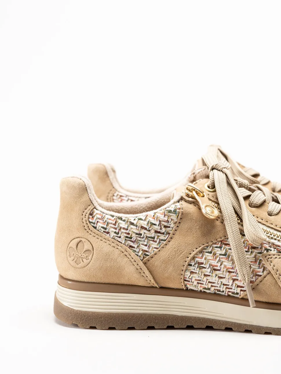Rieker - Beige sneakers i mocka