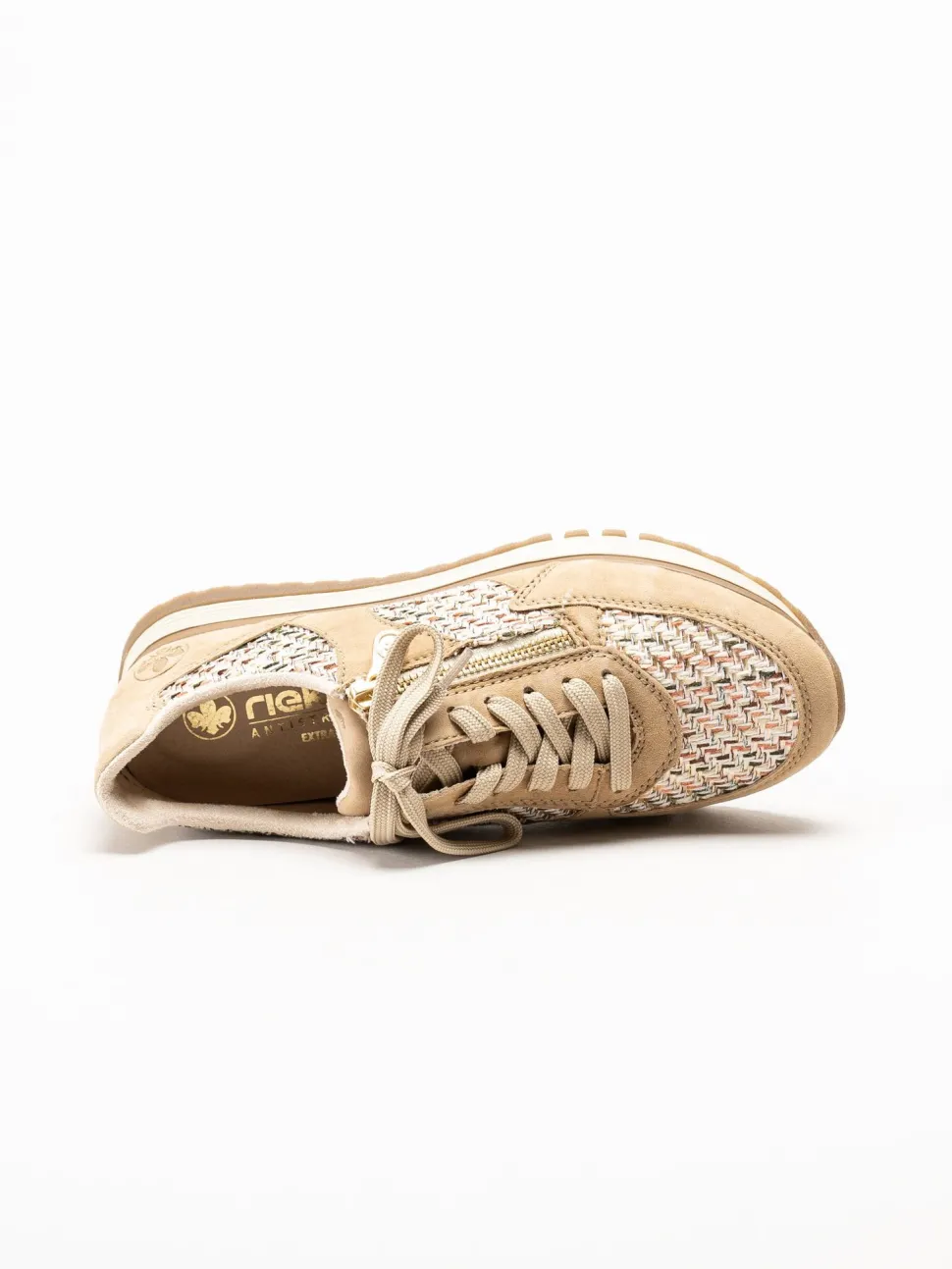 Rieker - Beige sneakers i mocka
