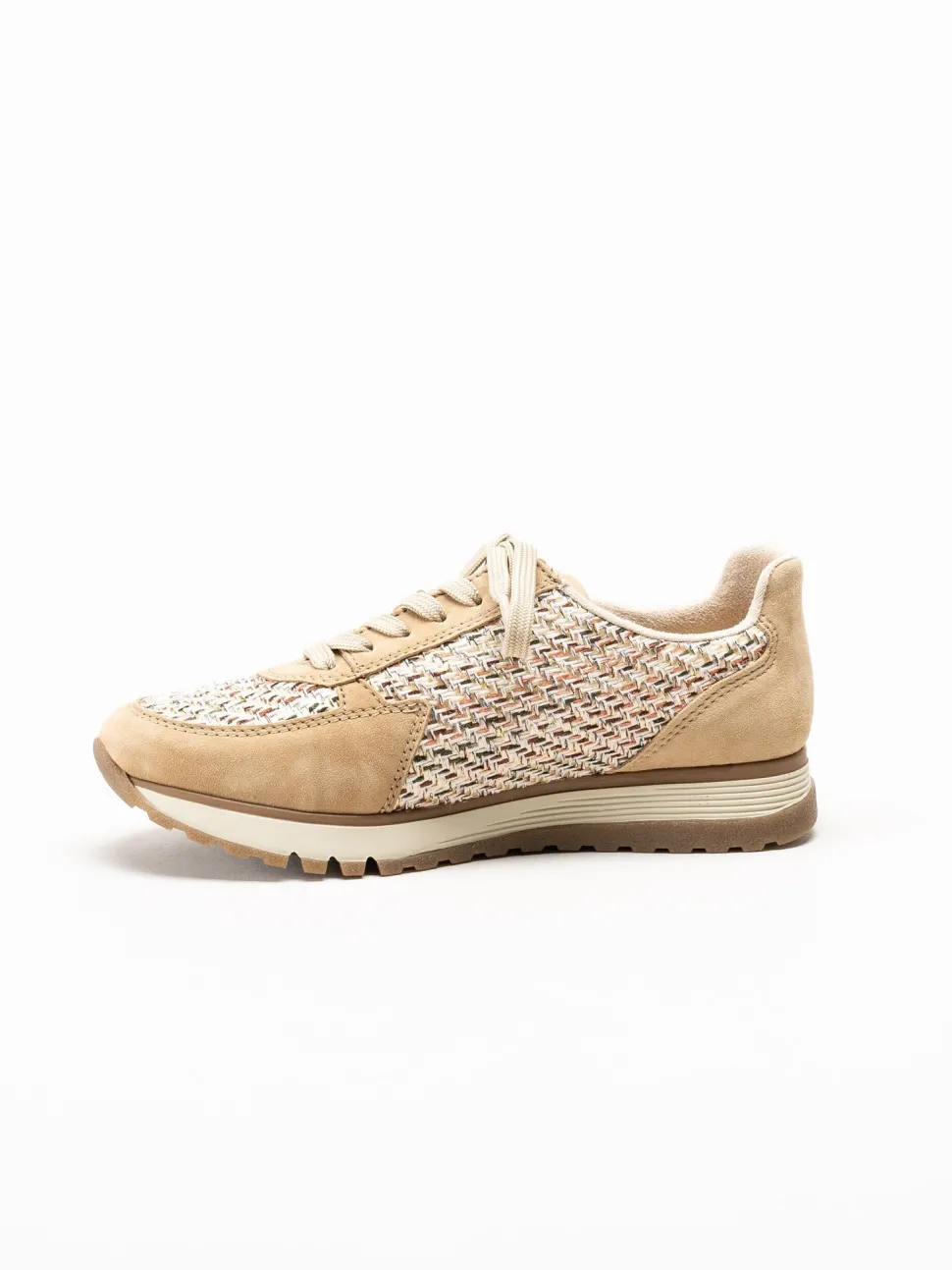 Rieker - Beige sneakers i mocka