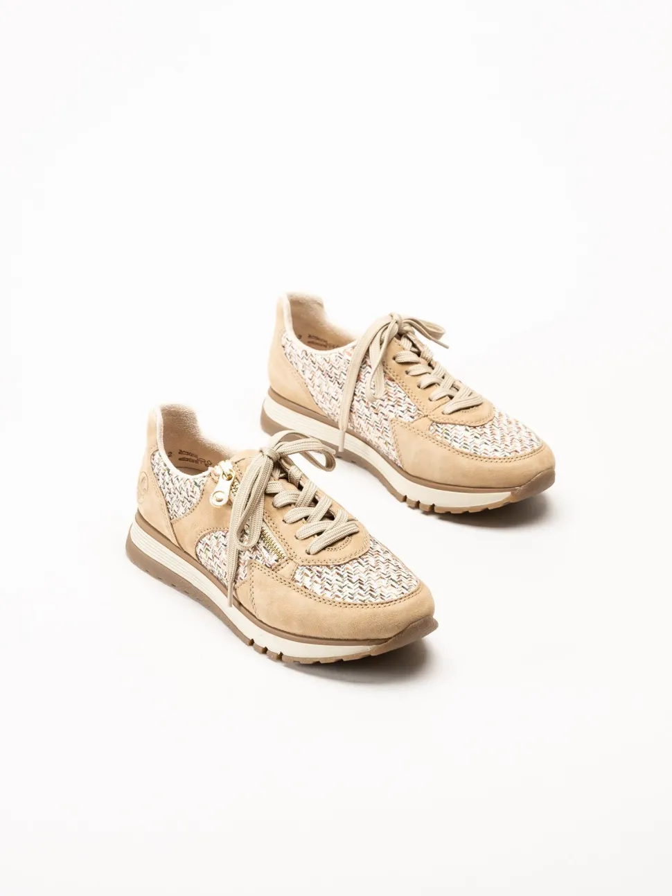 Rieker - Beige sneakers i mocka