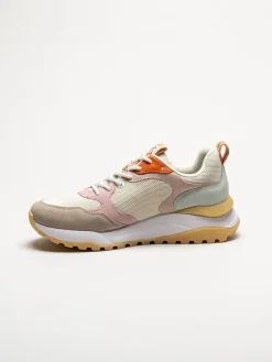 Rieker - Beige sneakers i mocka och mesh