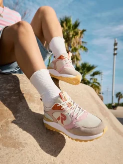 Rieker - Beige sneakers i mocka och mesh