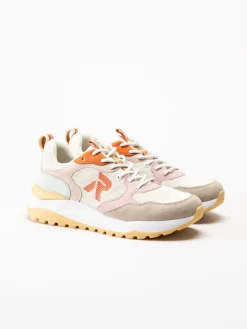 Rieker - Beige sneakers i mocka och mesh