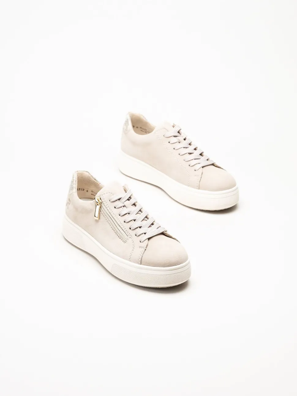 Rieker - Beige sneakers i nubuck