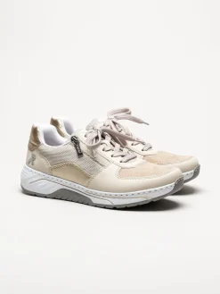 Rieker - Beige sneakers i skinnimitation