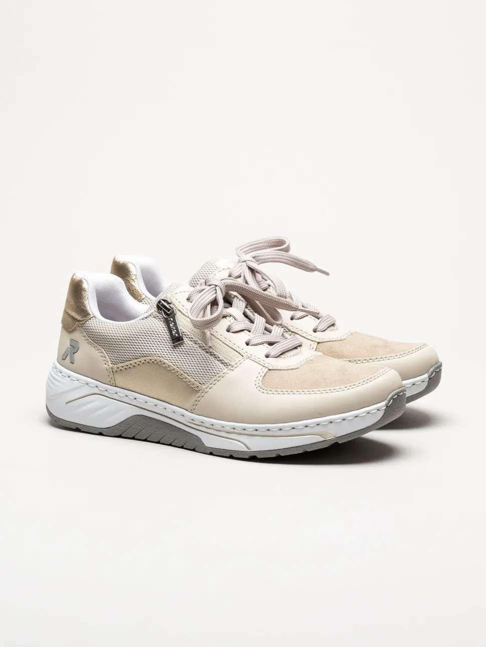 Rieker - Beige sneakers i skinnimitation