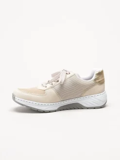 Rieker - Beige sneakers i skinnimitation