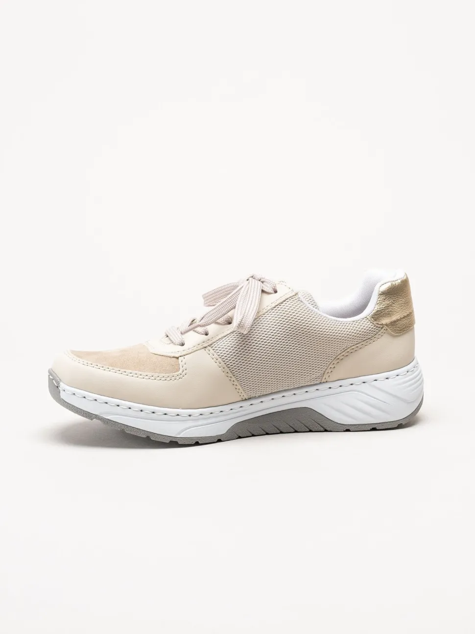 Rieker - Beige sneakers i skinnimitation