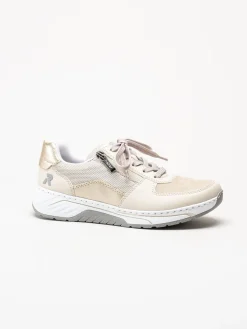 Rieker - Beige sneakers i skinnimitation