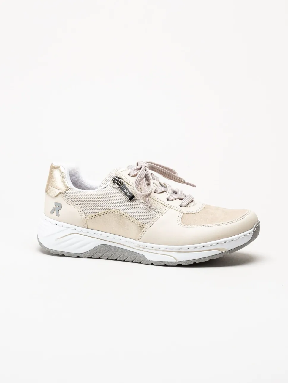Rieker - Beige sneakers i skinnimitation