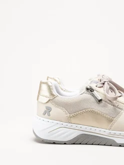 Rieker - Beige sneakers i skinnimitation
