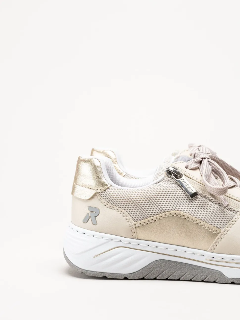 Rieker - Beige sneakers i skinnimitation