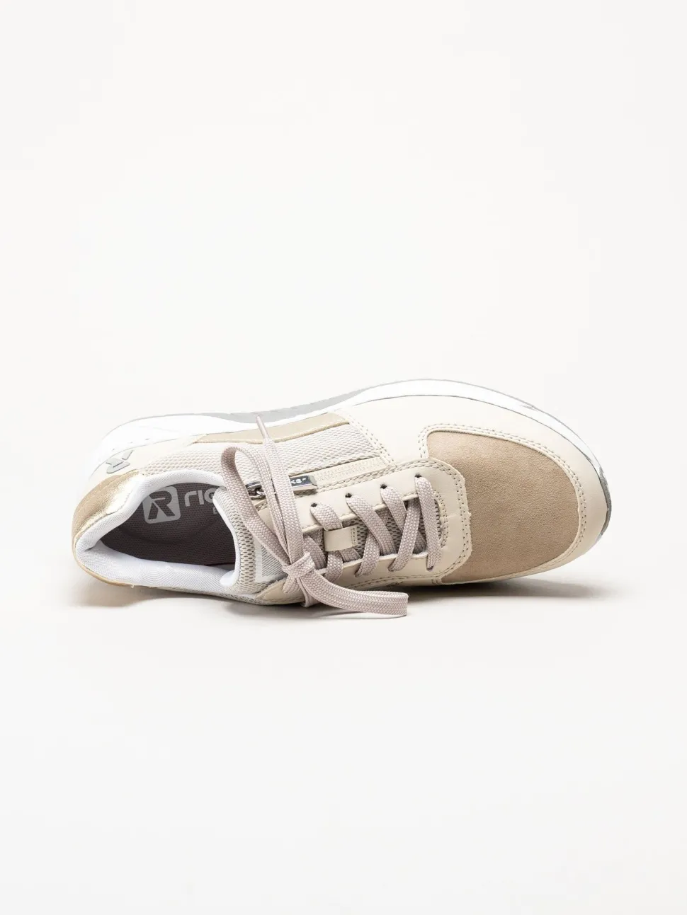 Rieker - Beige sneakers i skinnimitation