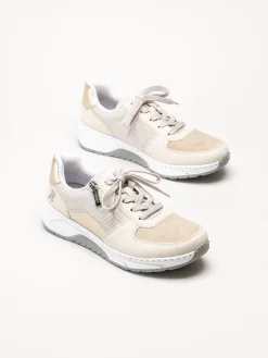 Rieker - Beige sneakers i skinnimitation