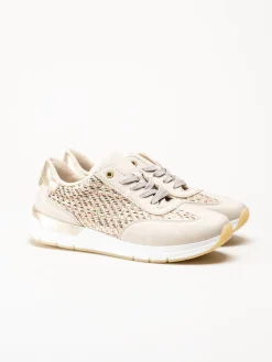 Rieker - Beige sneakers i textil
