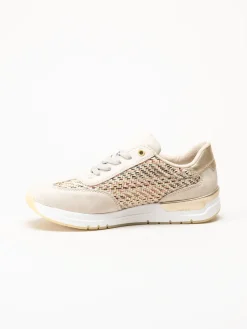 Rieker - Beige sneakers i textil