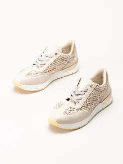 Rieker - Beige sneakers i textil