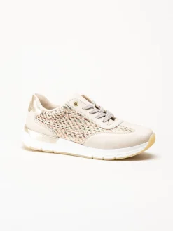 Rieker - Beige sneakers i textil