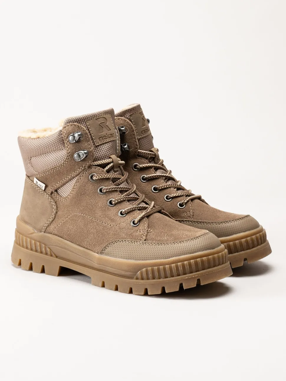 Rieker - Beige varmfodrade kängor i mocka