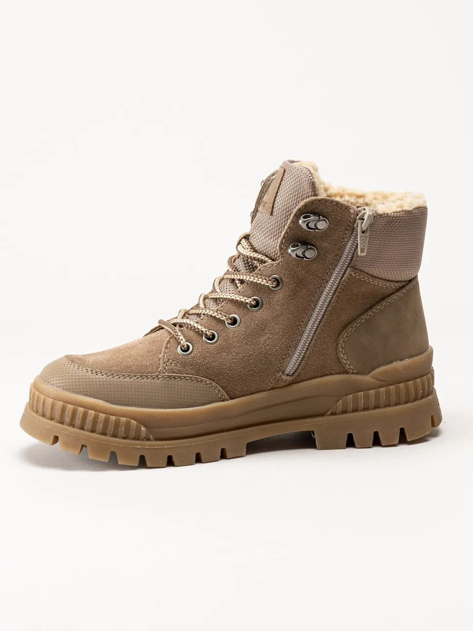 Rieker - Beige varmfodrade kängor i mocka
