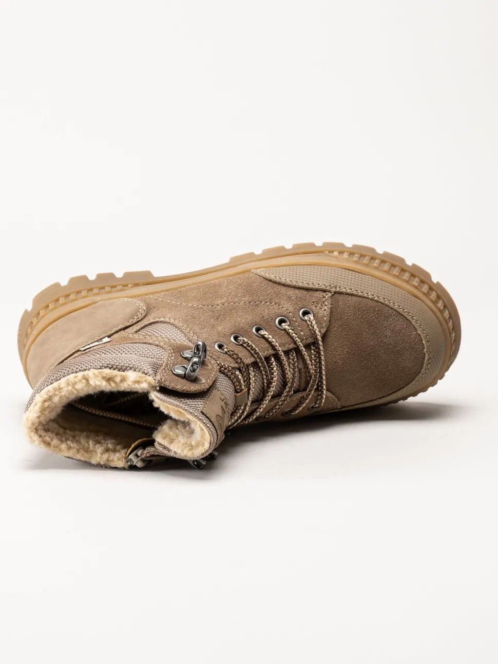 Rieker - Beige varmfodrade kängor i mocka