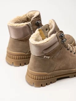 Rieker - Beige varmfodrade kängor i mocka