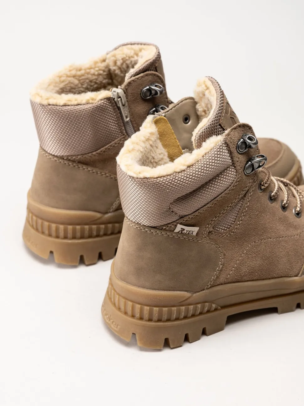 Rieker - Beige varmfodrade kängor i mocka
