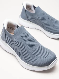 Rieker - Blå slip on skor i textil