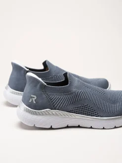 Rieker - Blå slip on skor i textil