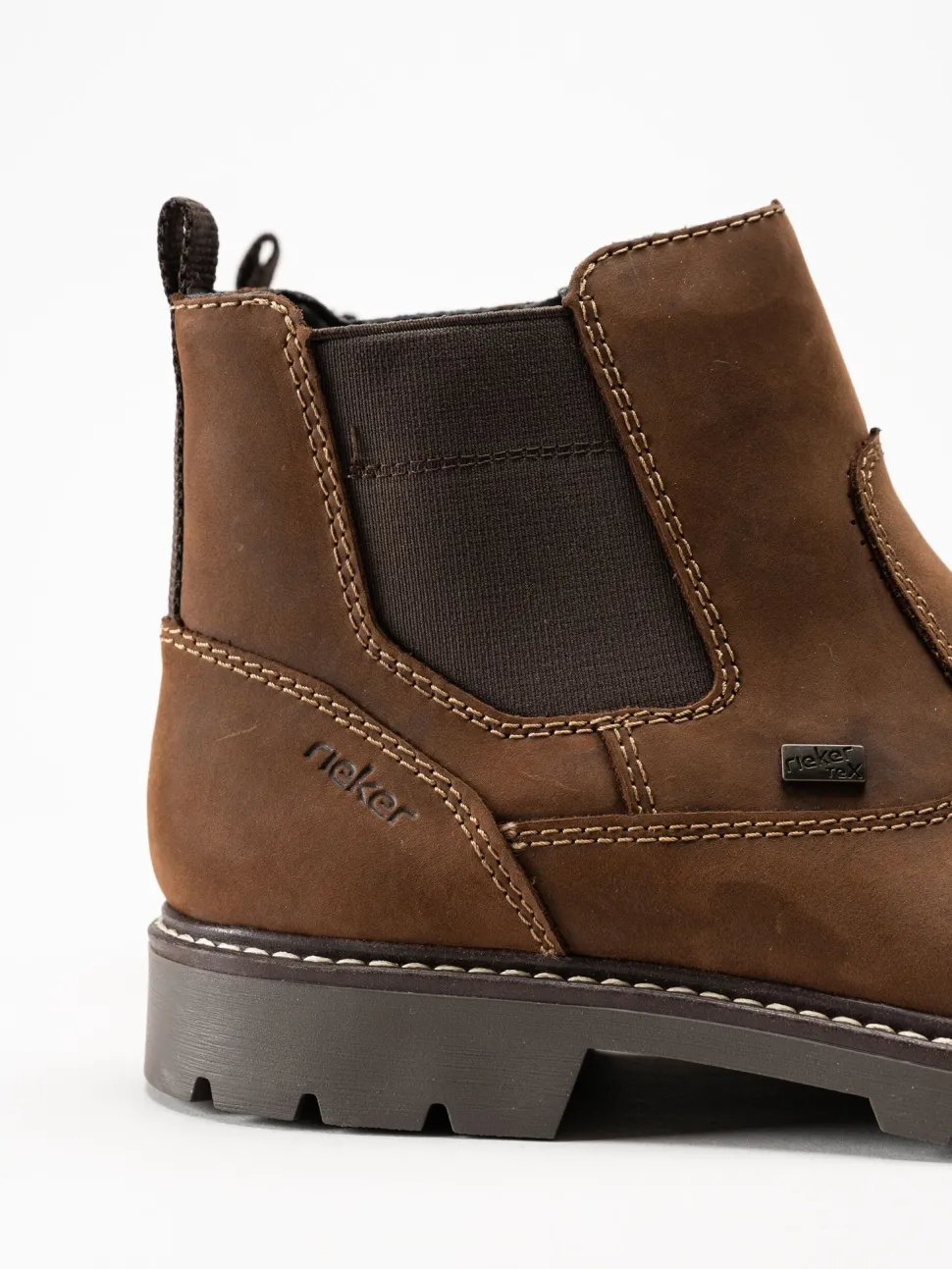 Rieker - Bruna fodrade Chelsea boots i oljad nubuck