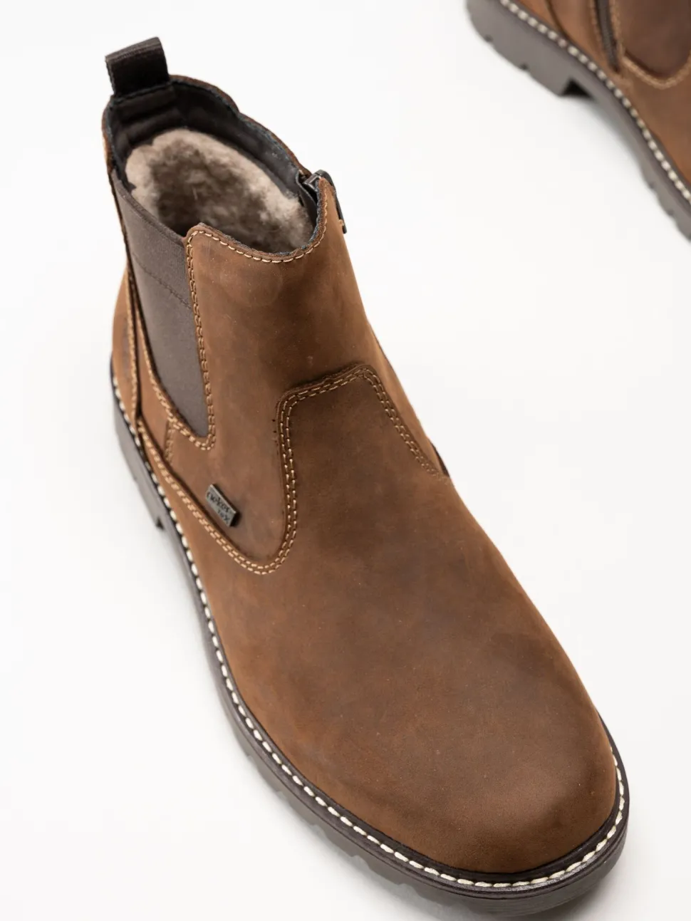 Rieker - Bruna fodrade Chelsea boots i oljad nubuck