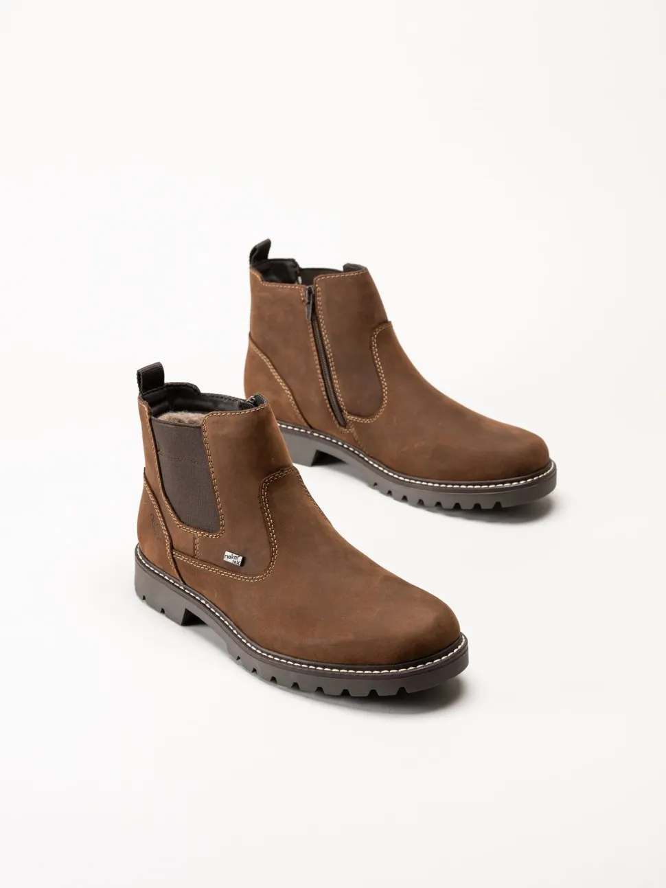 Rieker - Bruna fodrade Chelsea boots i oljad nubuck