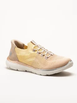 Rieker - Flerfärgade gula slip on skor i textil