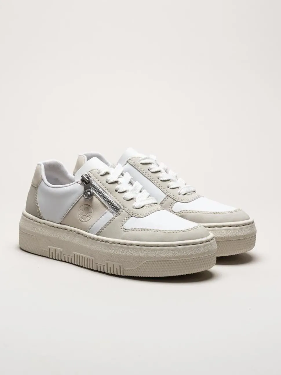 Rieker - Flerfärgad vita platåsneakers