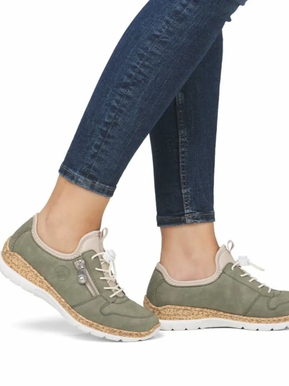 Rieker - Gröna sneakers i skinnimitation