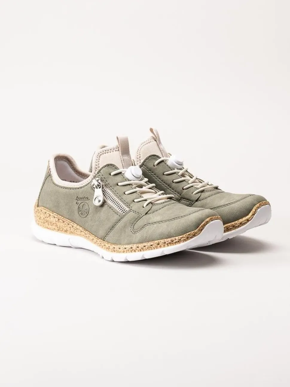 Rieker - Gröna sneakers i skinnimitation