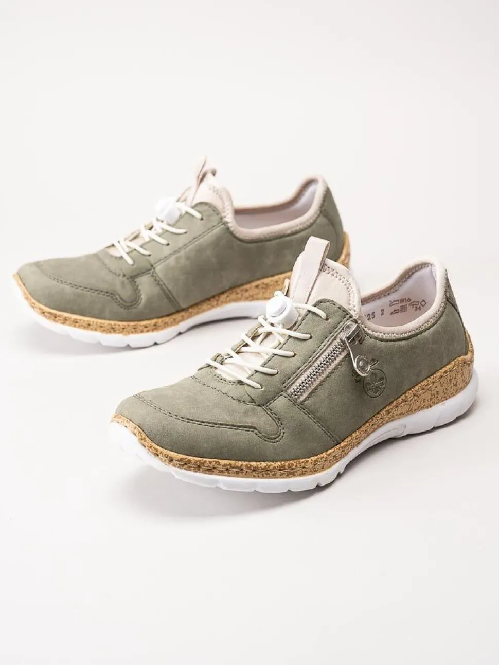 Rieker - Gröna sneakers i skinnimitation