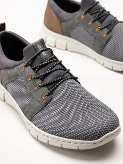 Rieker - Grå slip-on skor i textil