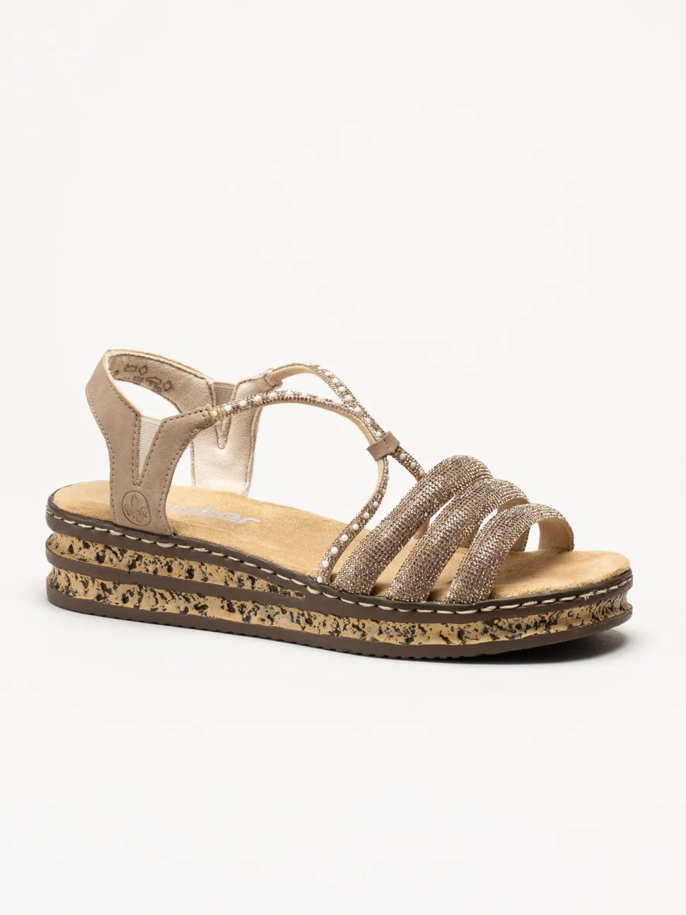 Rieker - Guldfärgade sandaletter