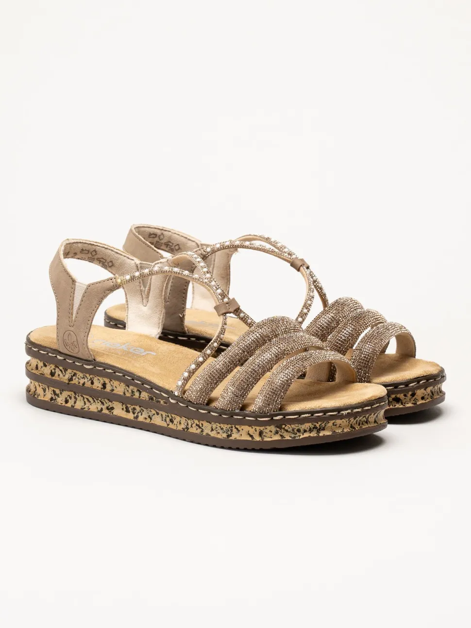 Rieker - Guldfärgade sandaletter
