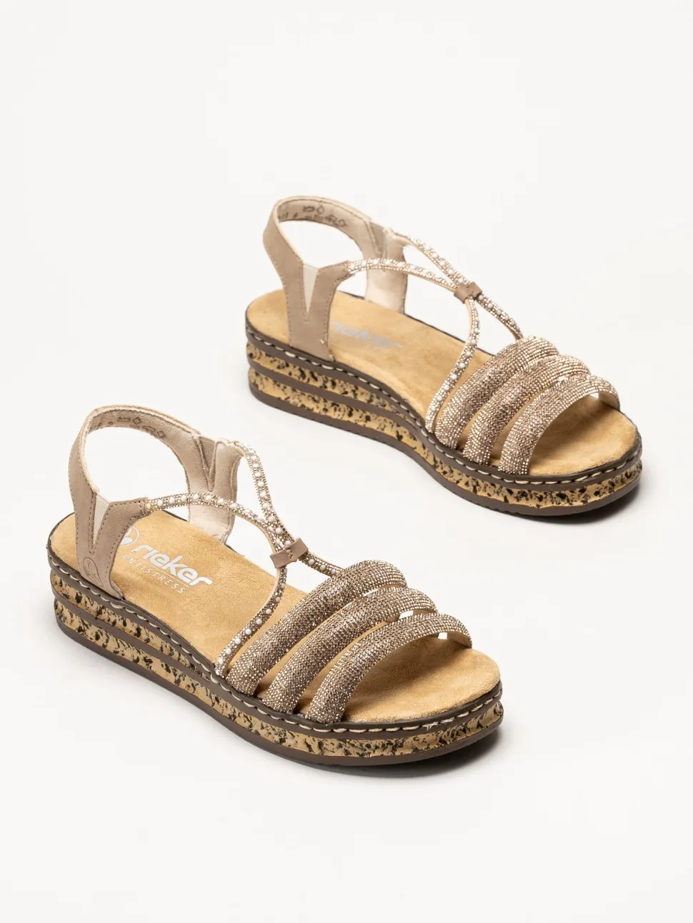 Rieker - Guldfärgade sandaletter
