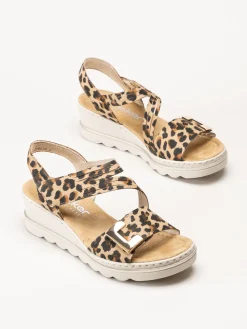 Rieker - Leopardmönstrade sandaletter