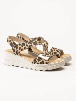 Rieker - Leopardmönstrade sandaletter