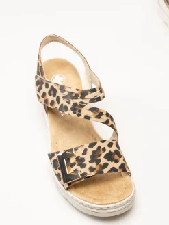 Rieker - Leopardmönstrade sandaletter