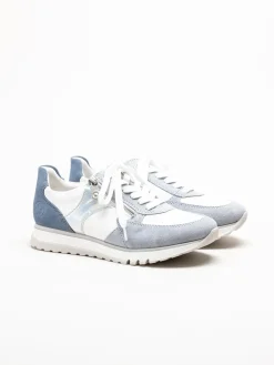 Rieker - Ljusblå sneakers i mocka och skinn