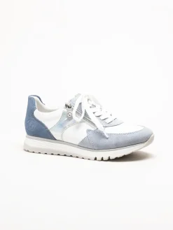 Rieker - Ljusblå sneakers i mocka och skinn