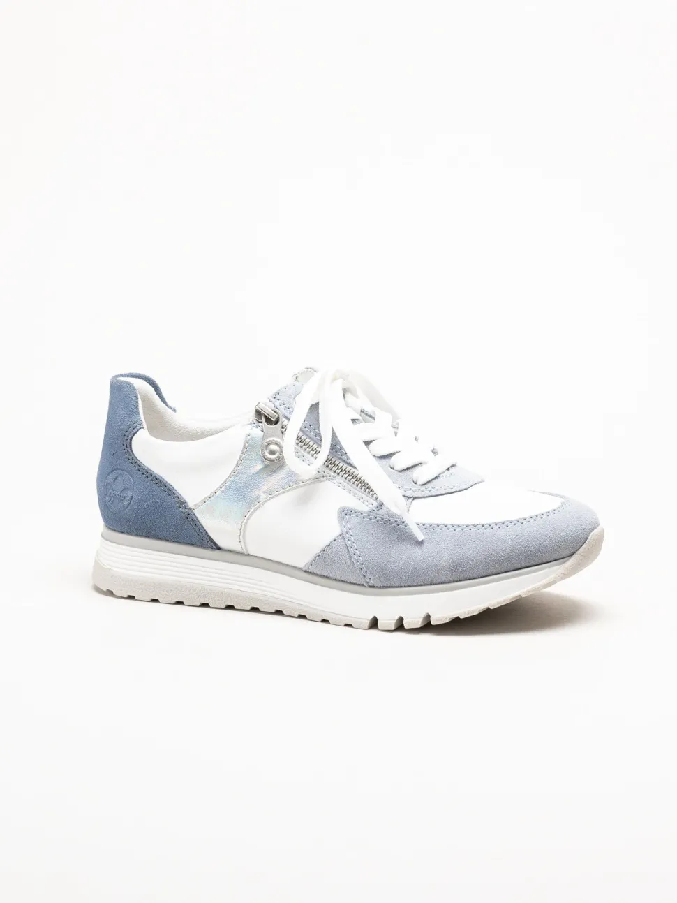 Rieker - Ljusblå sneakers i mocka och skinn