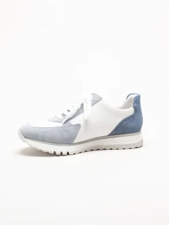 Rieker - Ljusblå sneakers i mocka och skinn